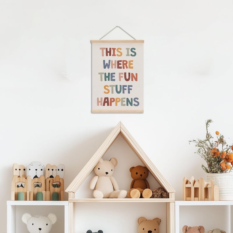 XFN Boho Wall Hanger, Nursery Decor, Playroom Essentials, Educational Posters, Wall Art, Hanging Banner, Farmhouse, Living Room, Toddler Room, Girls Boys Room Decor - Image 3